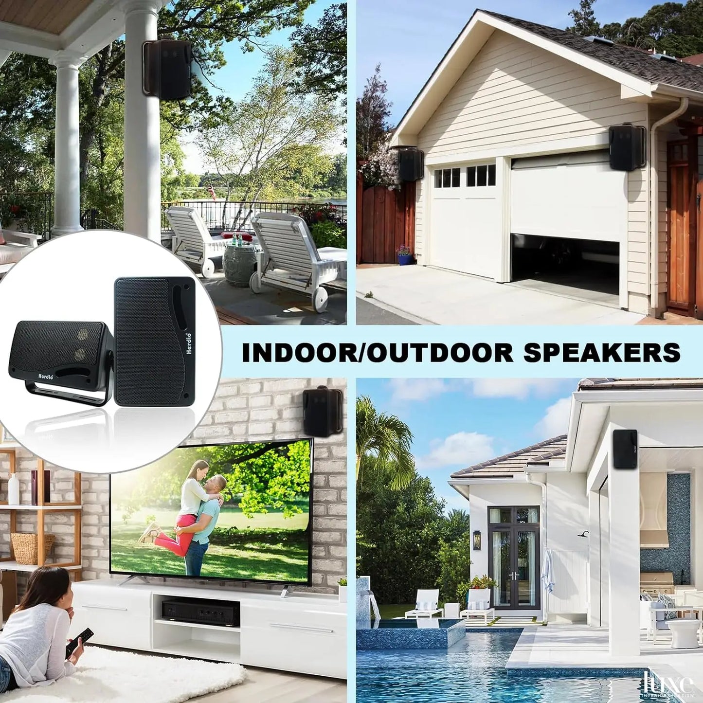 Herdio Outdoor Passive Speakers Pair 200W Three Way
