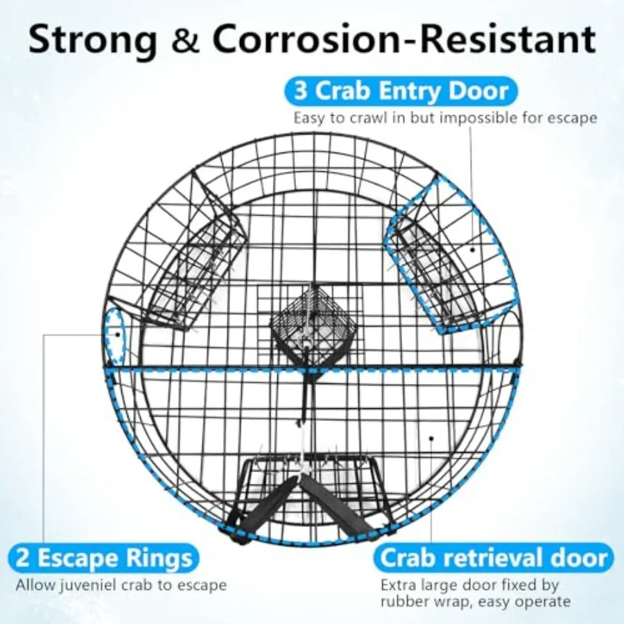 Crab Trap Pot With Vinyl Coated Steel Wire Three Tunnels