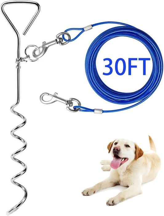 Heavy Duty Dog Tie Out Cable And Rust Resistant Stake