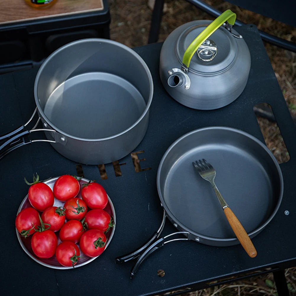 APWIKOGER Camping Cookware Set Pot Pan Kettle Outdoor 3Piece