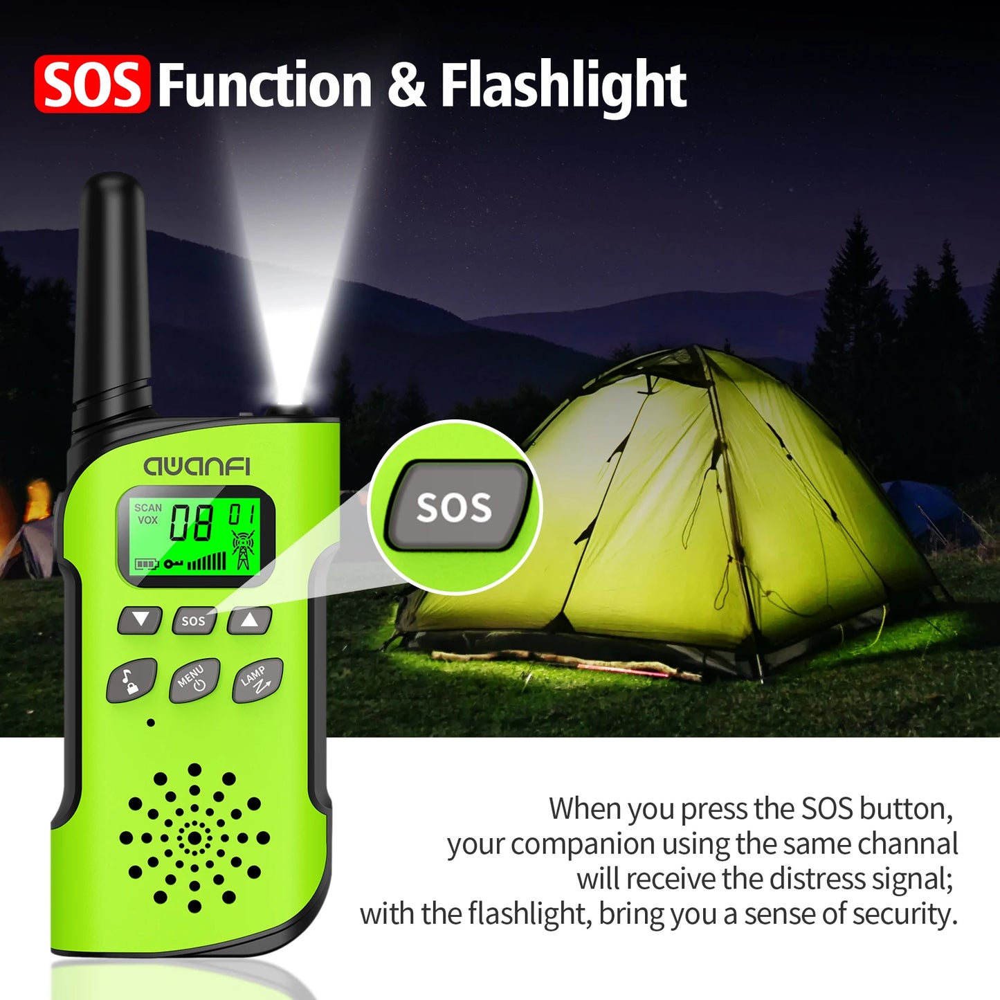 AWANFI Walkie Talkies 4 Pack Long Range USB C