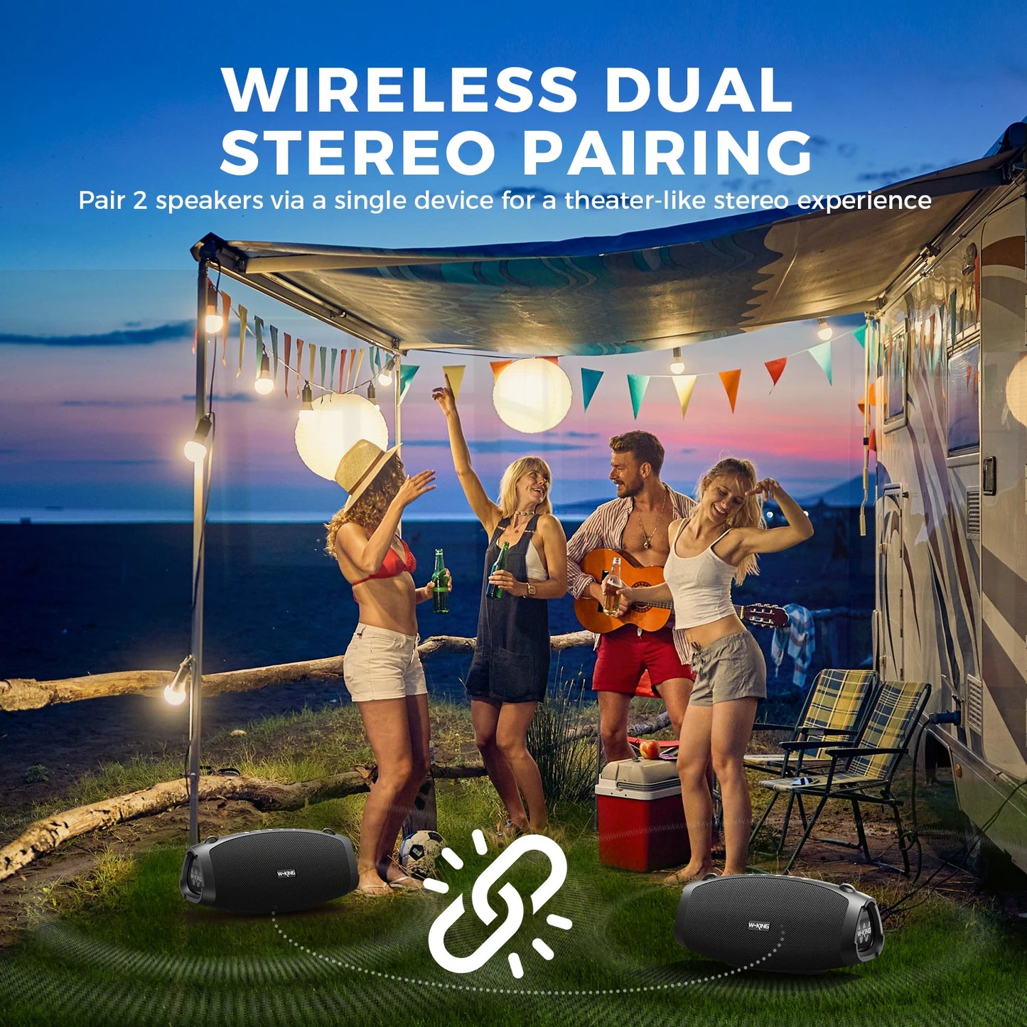 W-King Portable Bluetooth Speaker With Wireless Microphone