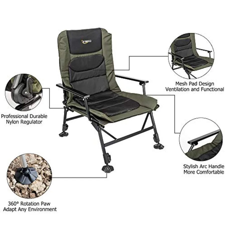Heavy Duty Fishing Chair With Footrest For Outdoors