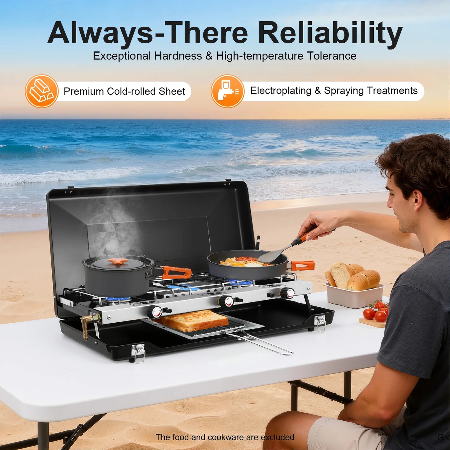 Portable Camping Stove 3 Burner Propane Outdoor Cooking