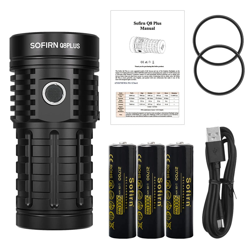 Sofirn Q8 Plus LED Flashlight 16000 Lumen USB C Rechargeable