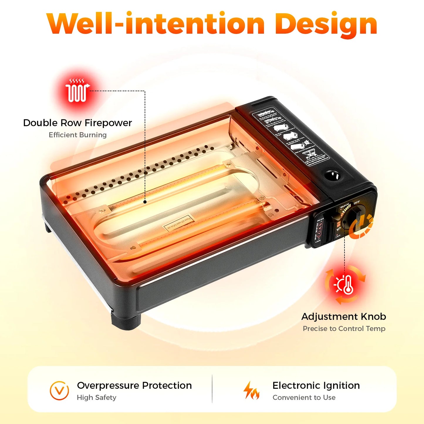 Bymaocar Portable Butane Camping Grill Gas Stove Outdoor