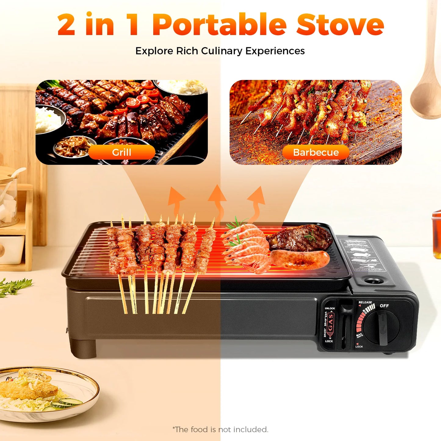 Bymaocar Portable Butane Camping Grill Gas Stove Outdoor