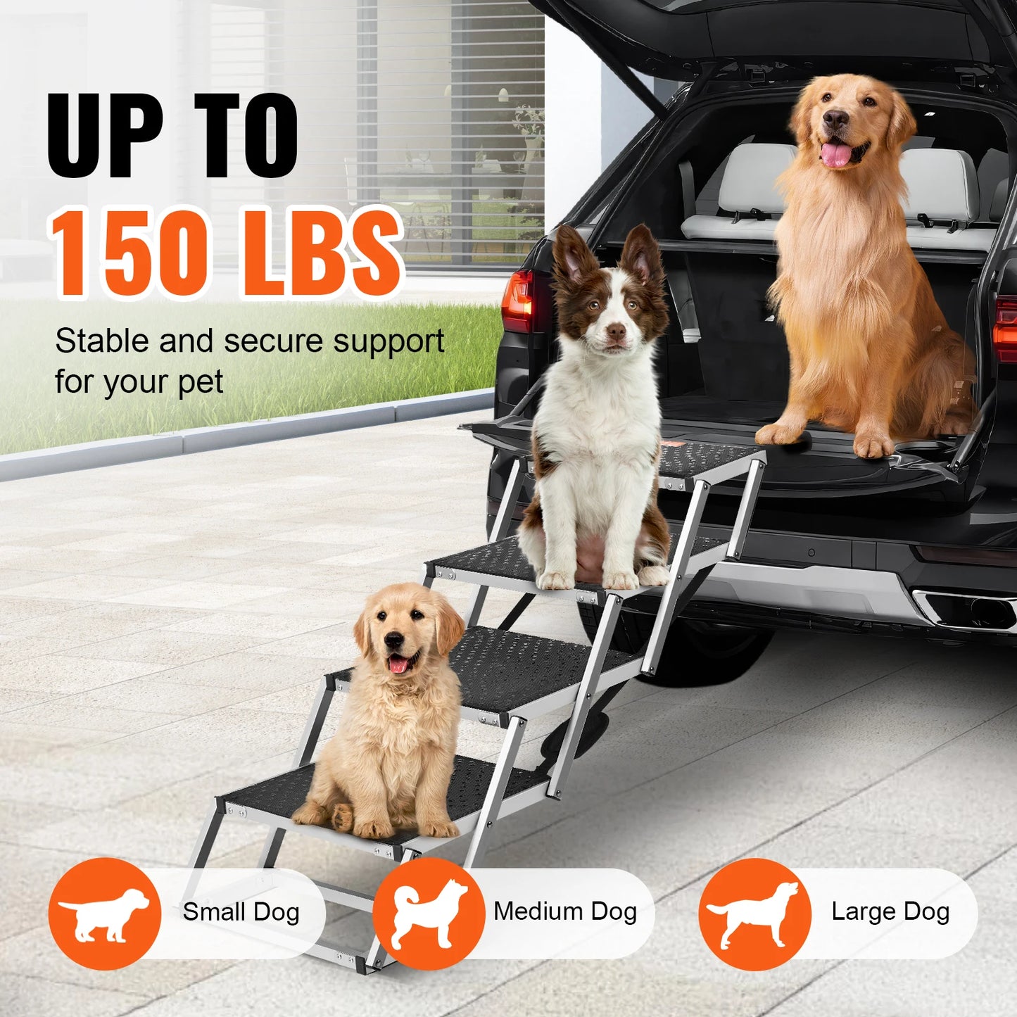 SucceBuy Folding Dog Car Steps Lightweight Aluminum