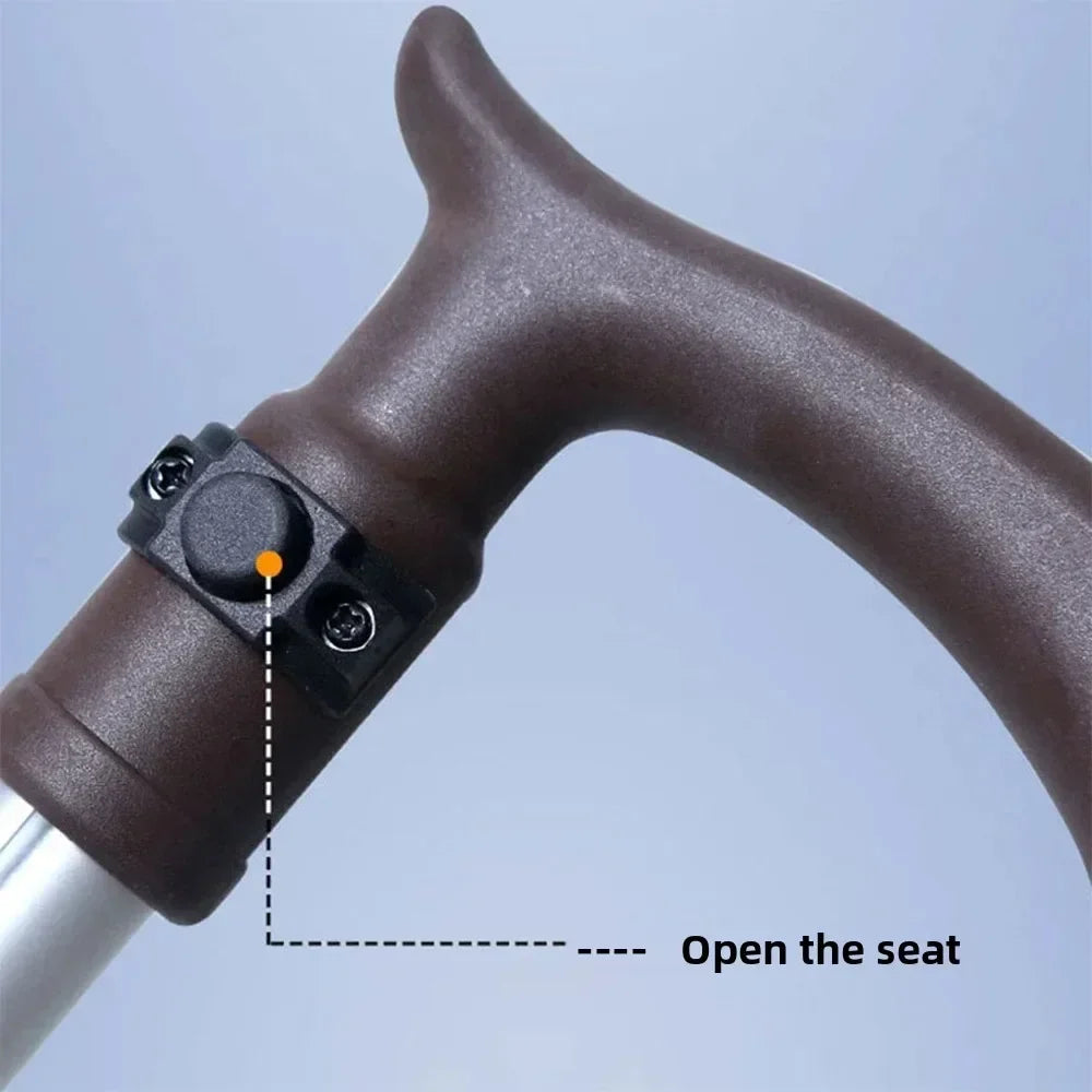 Foldable Walking Cane With Seat 120kg Capacity Hiking