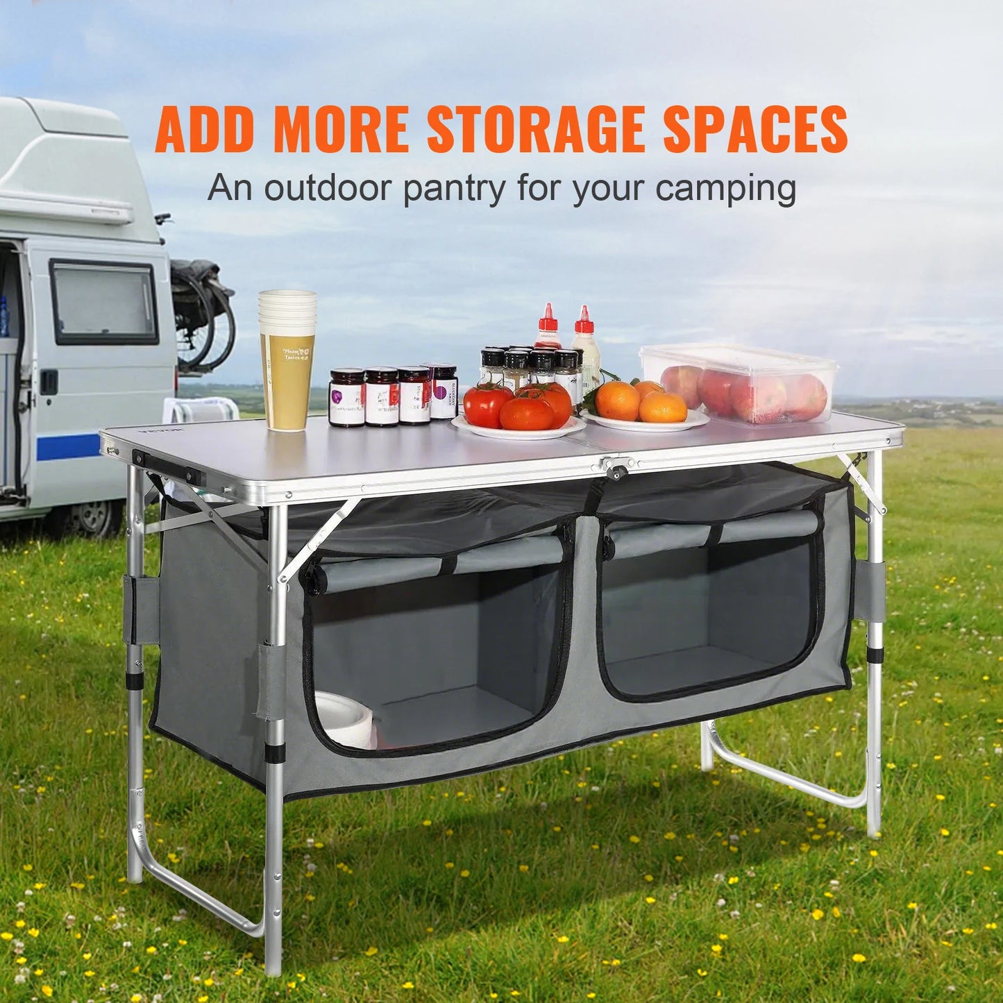 VEVOR Camping Kitchen Table Quick Set Up Folding MDF