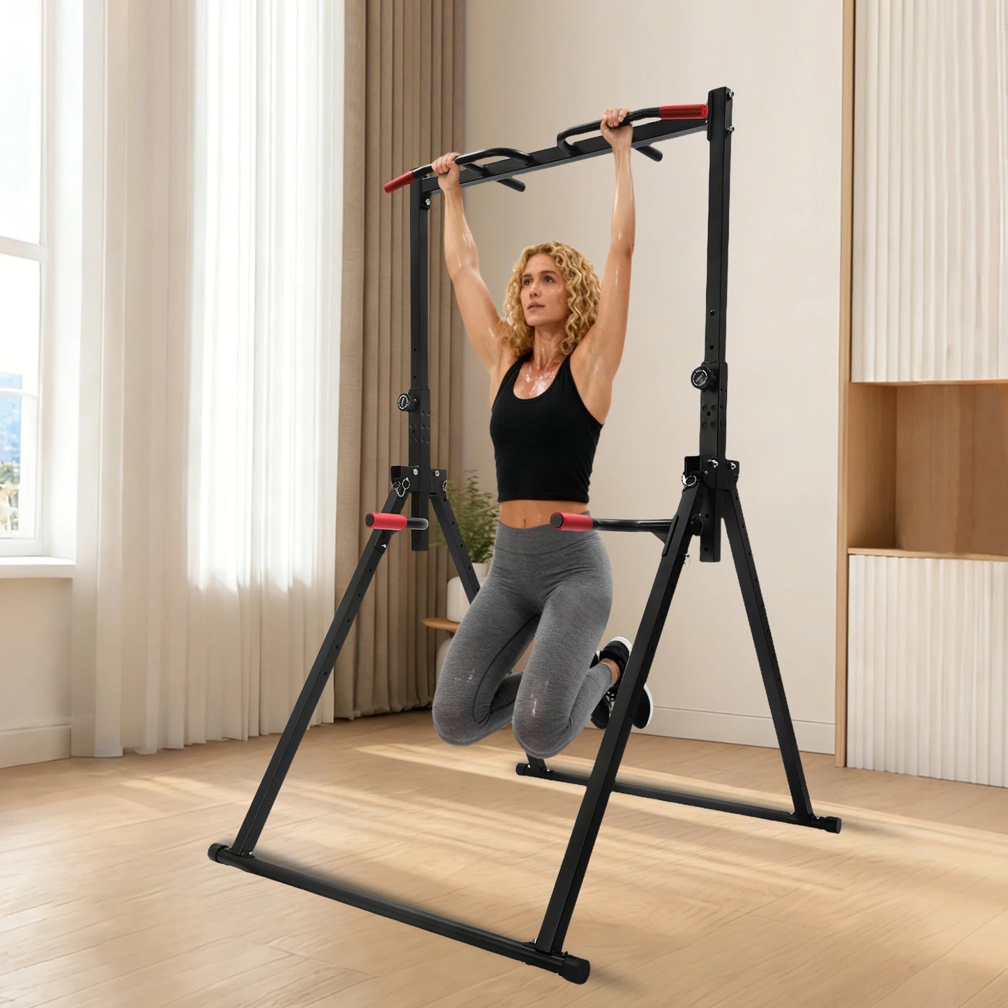 Adjustable Pull Up Bar Folding 200kg Load Home Gym