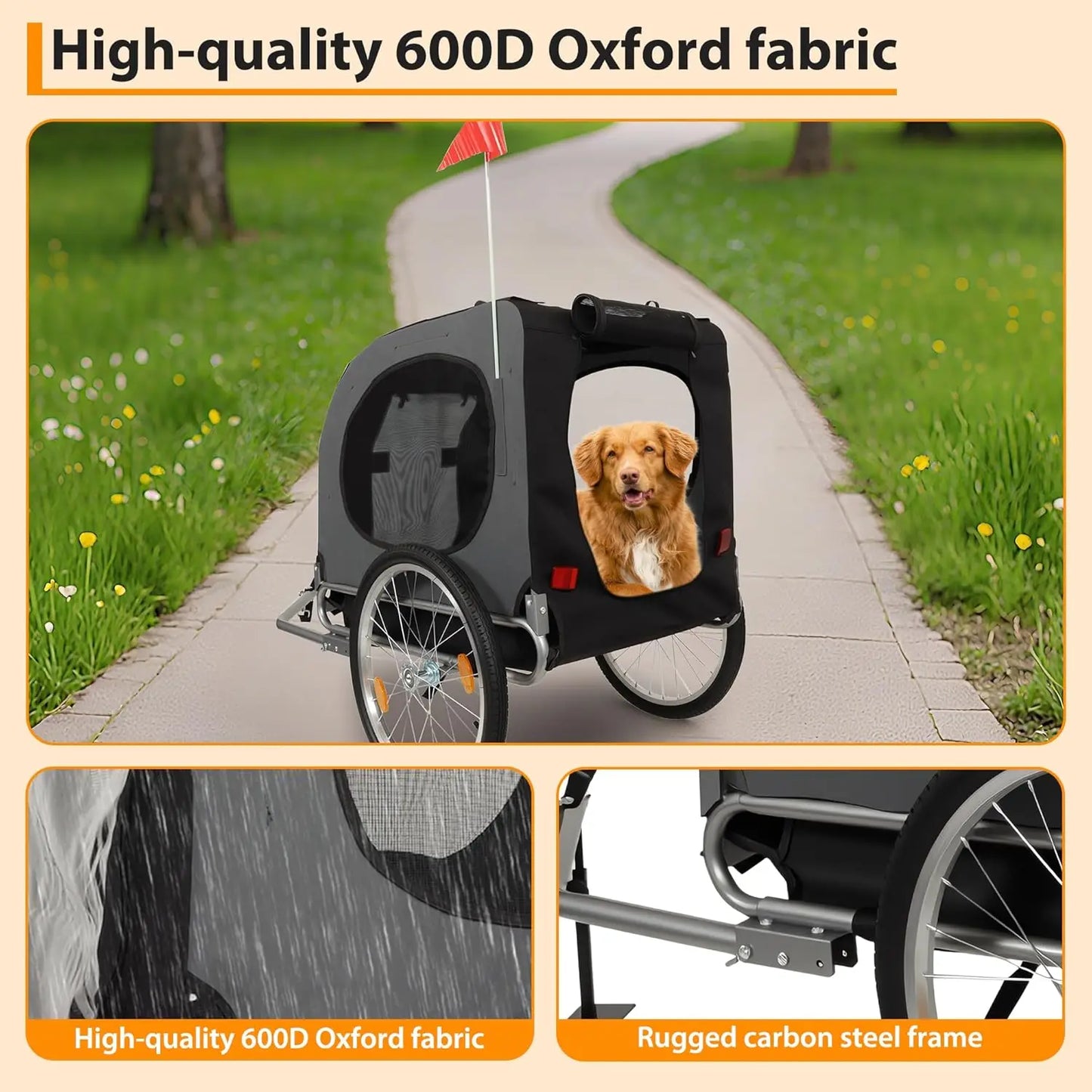 HiMISS Steel Dog Bike Trailer Universal Coupler