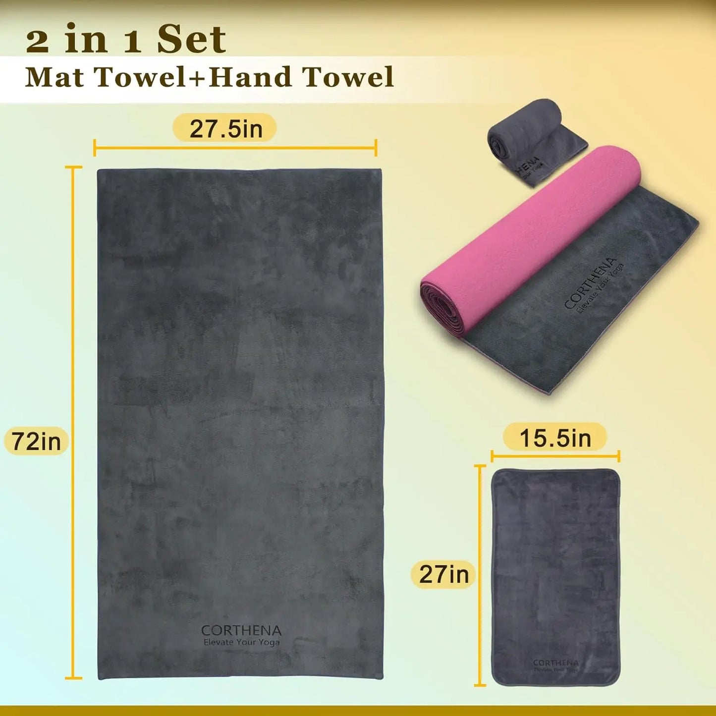 600GSM Extra Thick Yoga Mat Towel for Hot Yoga Fitness