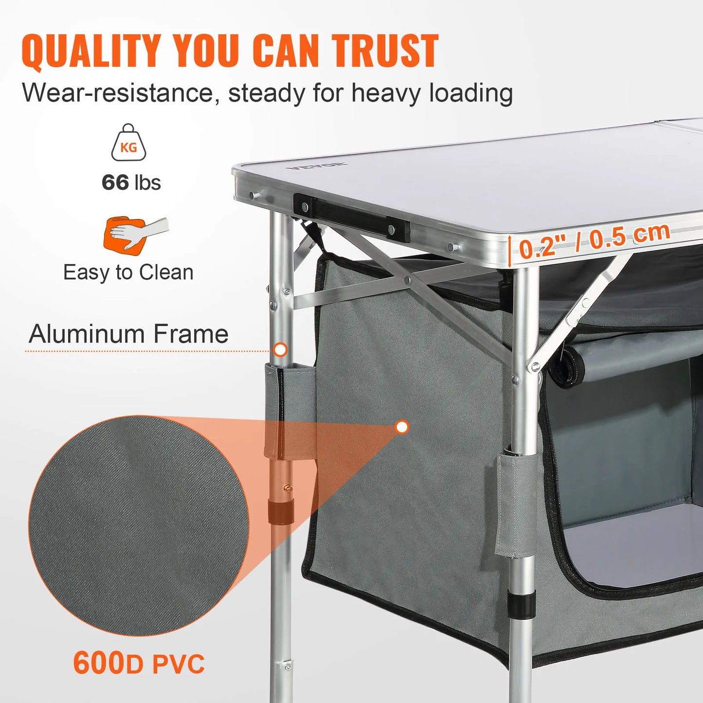 VEVOR Camping Kitchen Table Quick Set Up Folding MDF