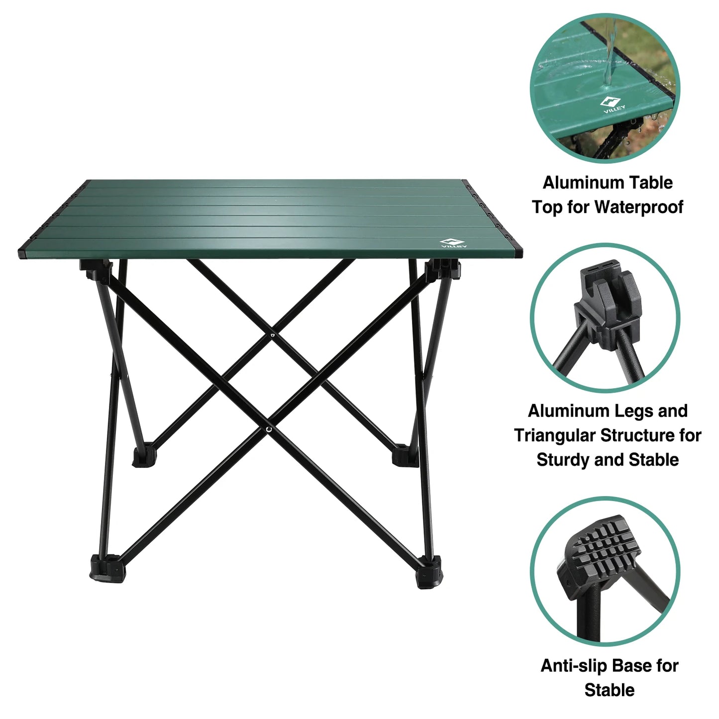 VILLEY Ultralight Portable Camping Side Table Aluminum