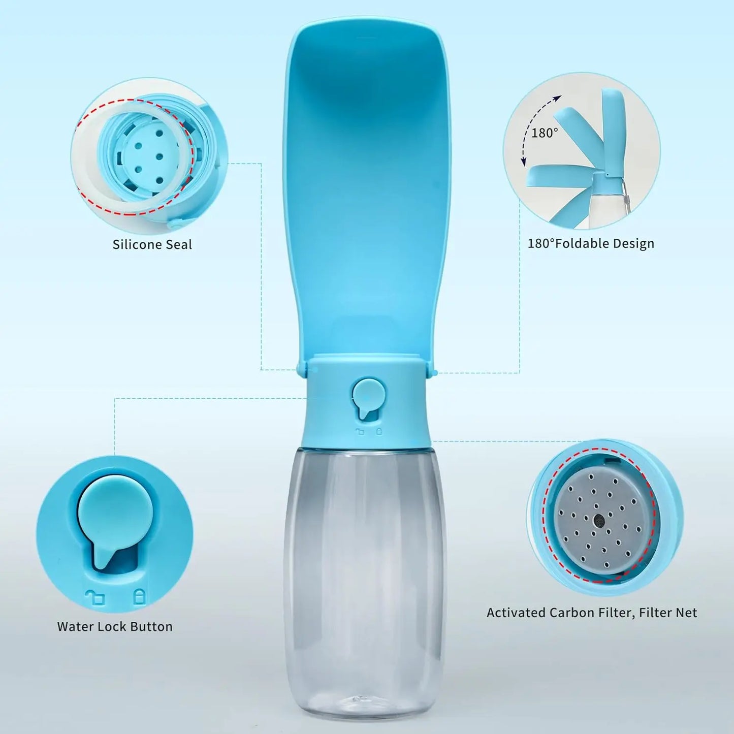 Leak Proof Dog Water Bottle Dispenser 19oz Portable BPA Free