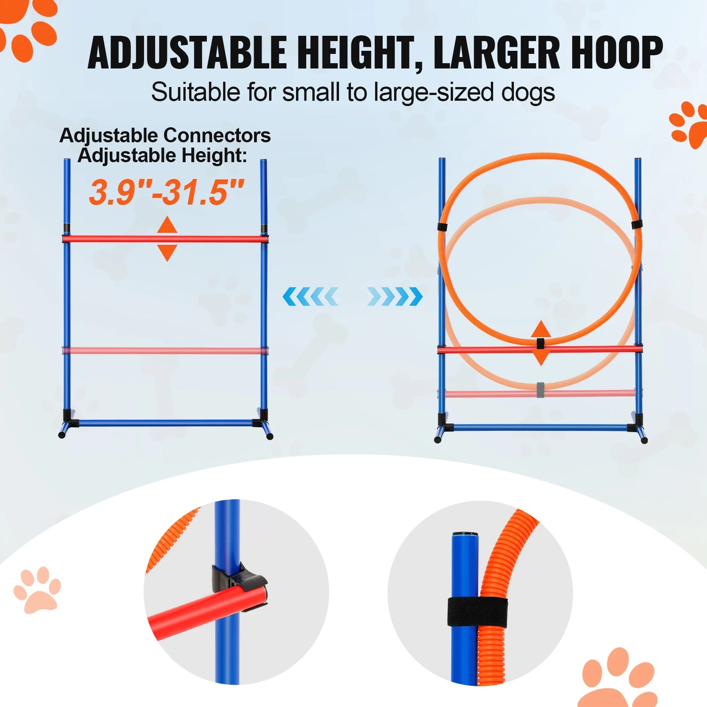 SucceBuy Dog Agility Adjustable High Hurdles Weave Poles Set