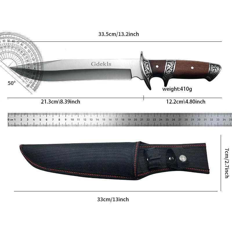 Gdekls Camping Knife With Wood Handle And Fixed Blade