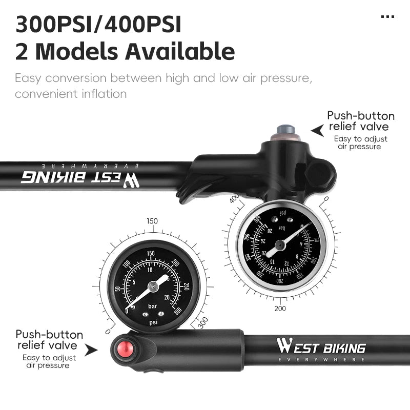 West Biking 400 PSI Bicycle Air Pump High Pressure