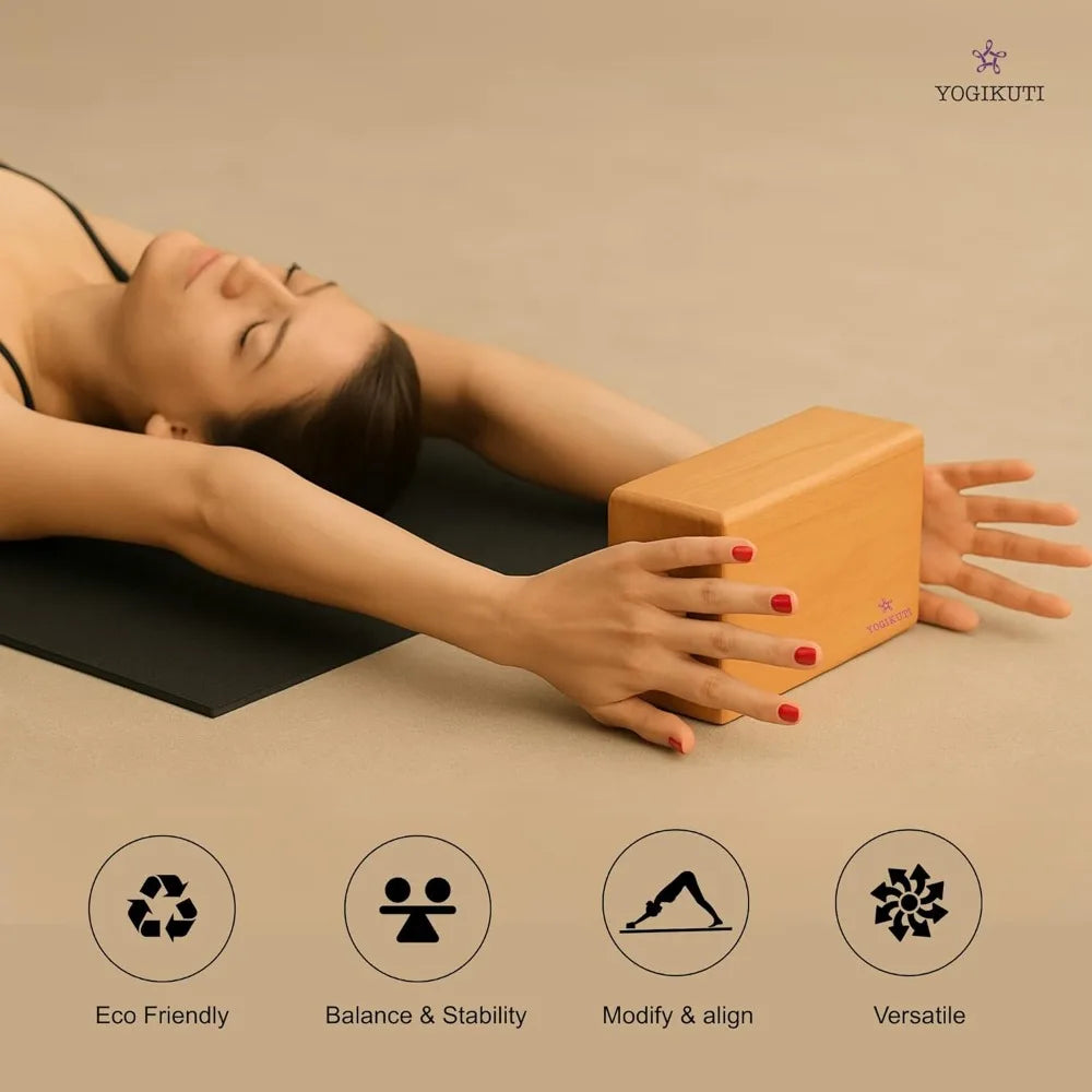 Yogikuti Original Wooden Yoga Blocks Set Of 2