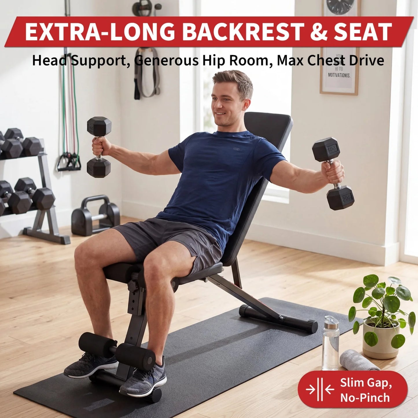 HiMISS Adjustable Weight Bench Leg Extension Preacher Curl