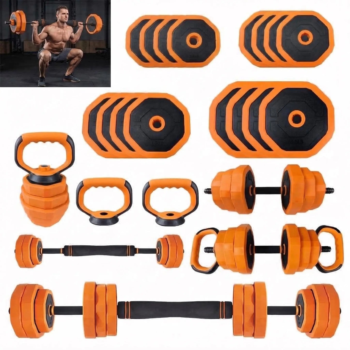 Adjustable Dumbbells 44Lb Set 4In1 Home Gym