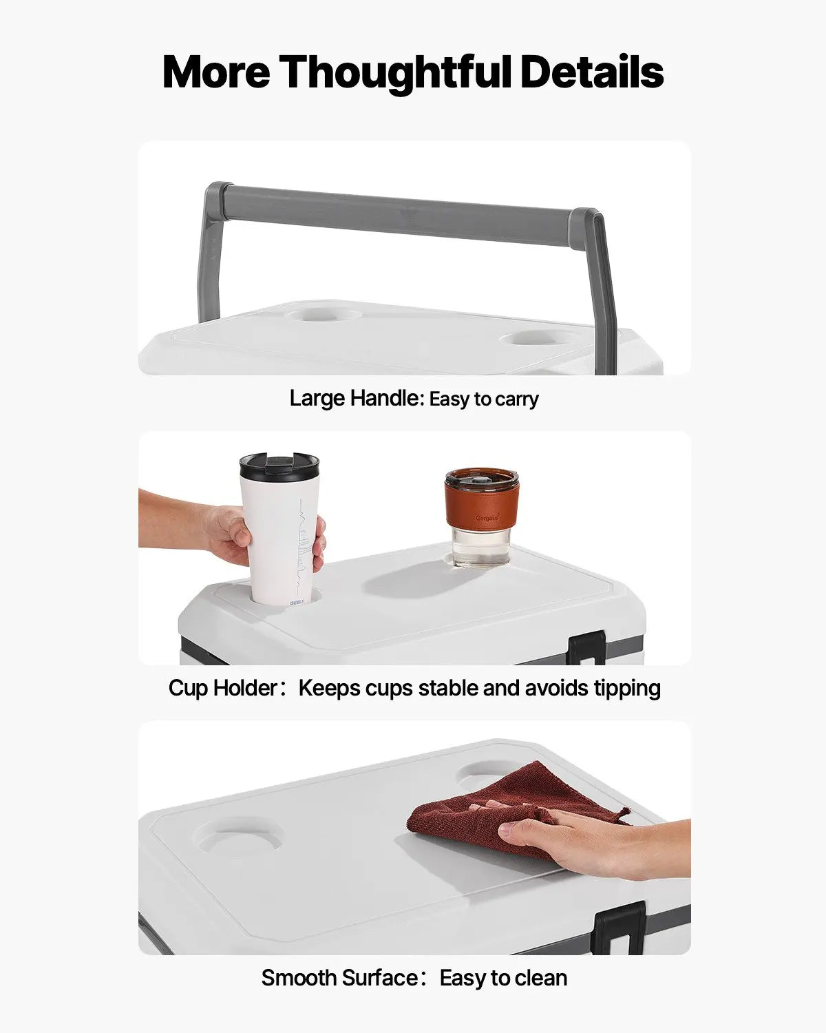 Portable Insulated Hard Cooler 54 Can Capacity Cupholder