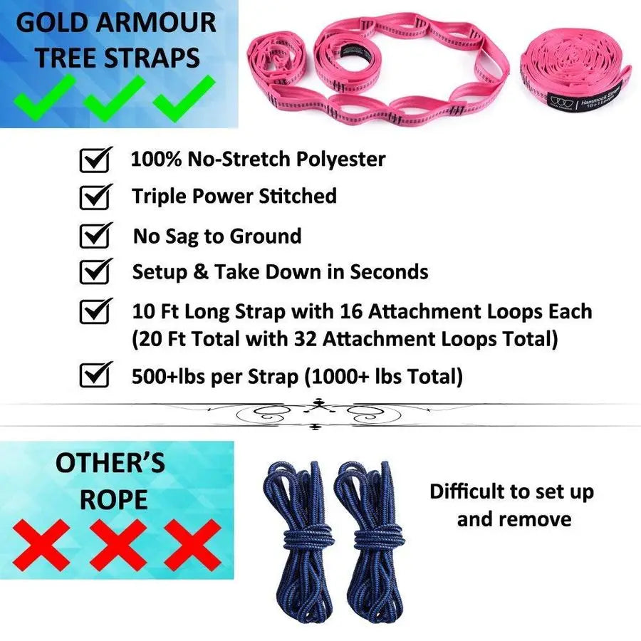 Camping Hammock Double Portable Gear With Tree Straps