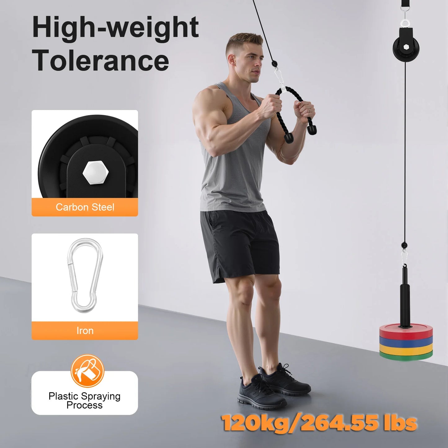 Cable Weight Pulley System With Safety Ropes Home Gym