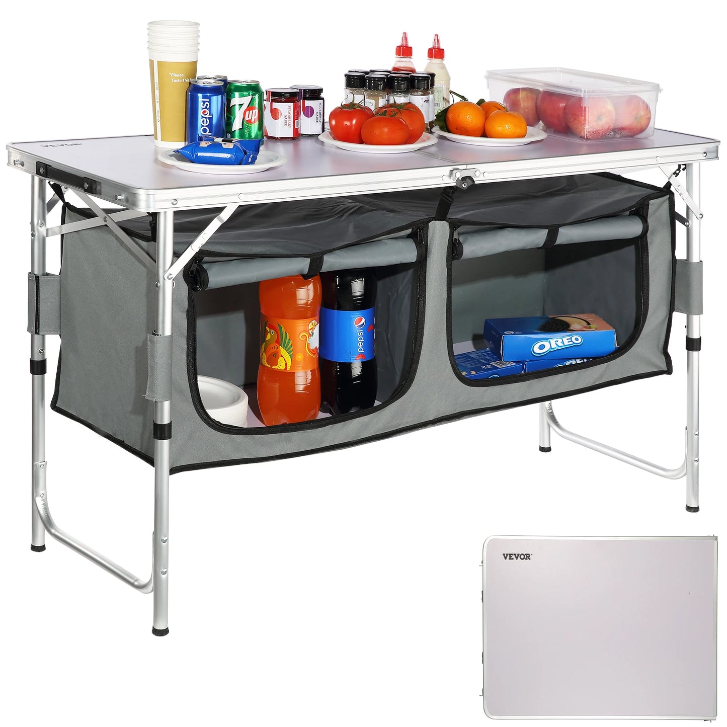 VEVOR Camping Kitchen Table Quick Set Up Folding MDF