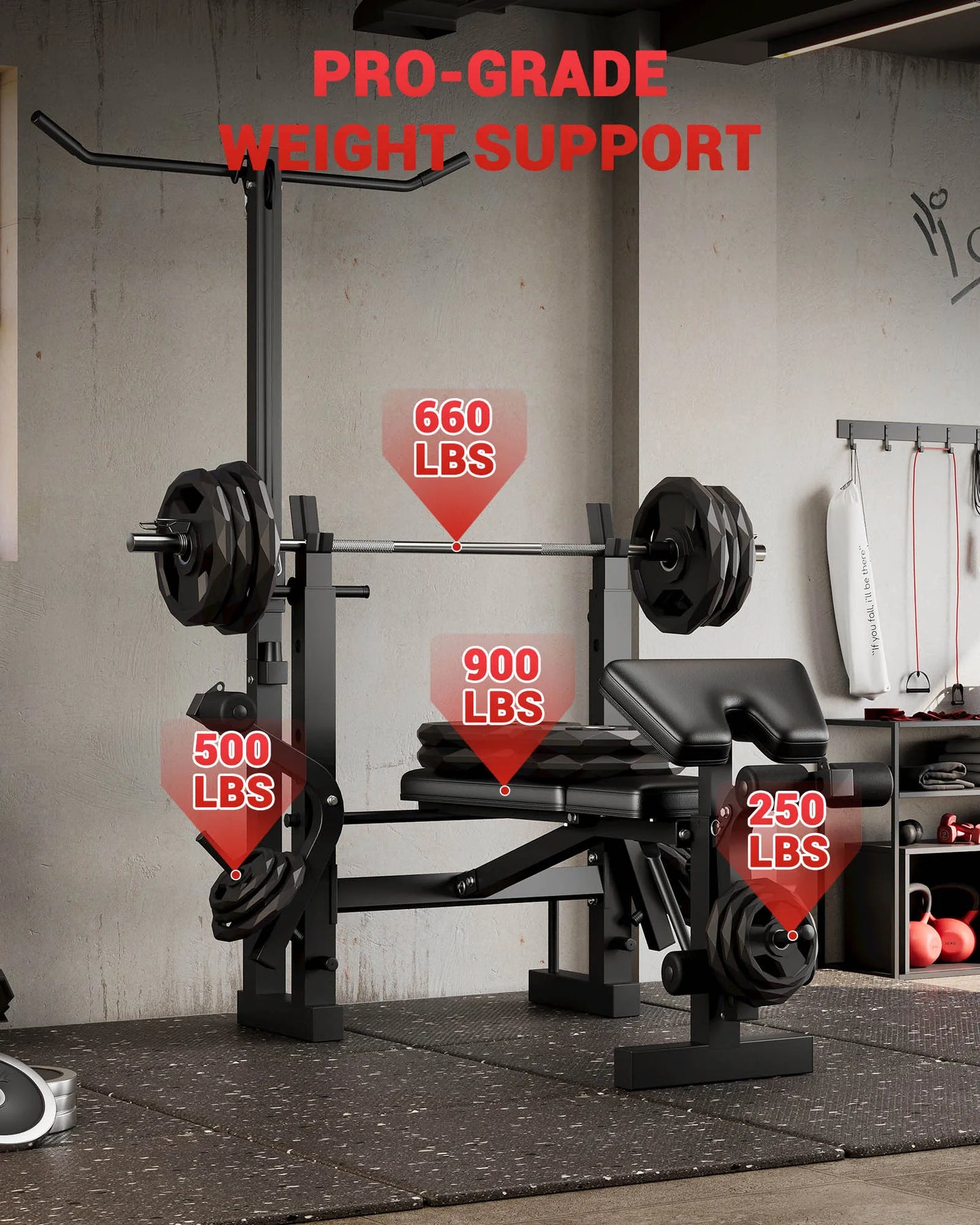 HiMISS 4-in-1 Adjustable Weight Bench With Leg Developer