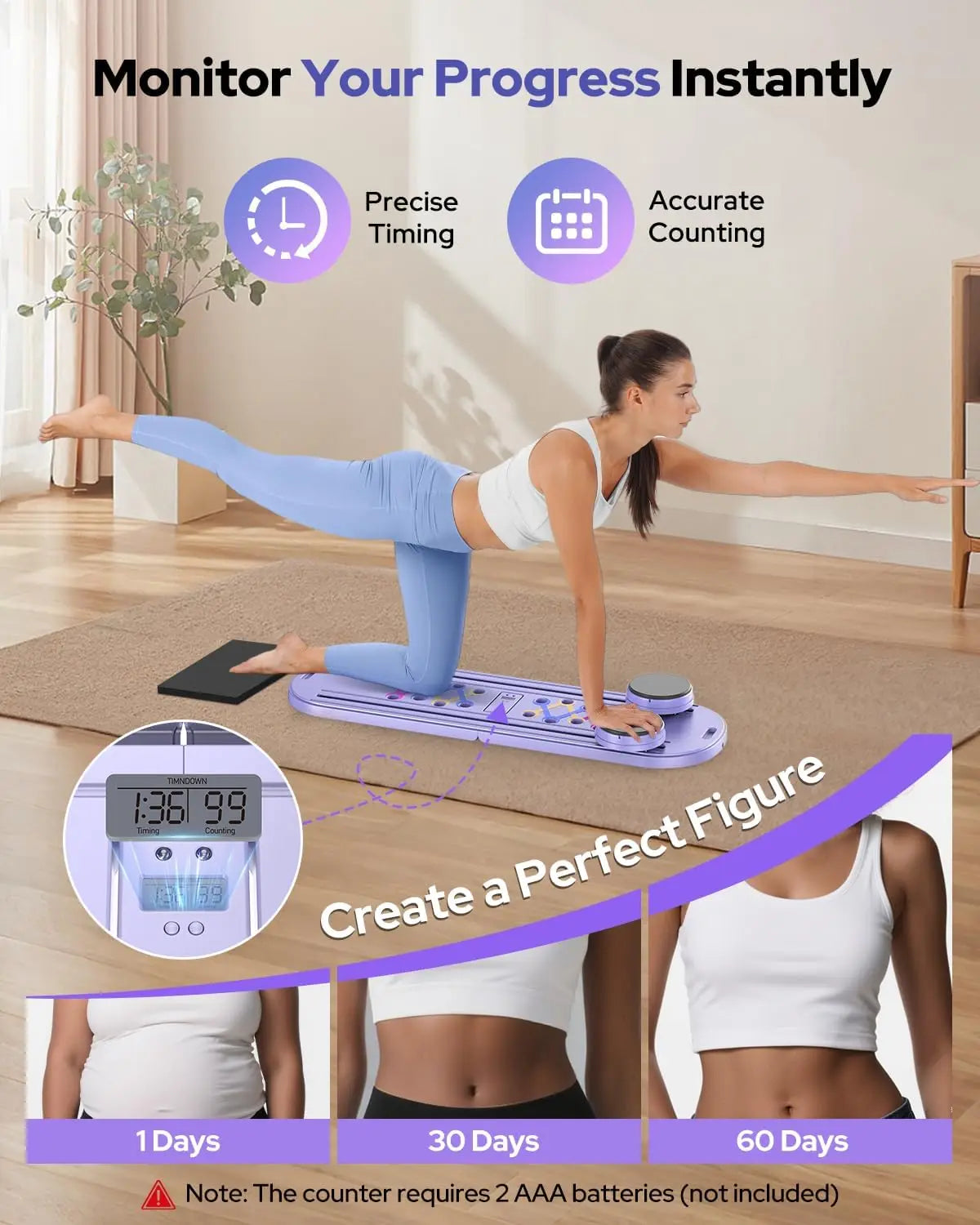 Rayspace Foldable Pilates Reformer 7 in 1 Board