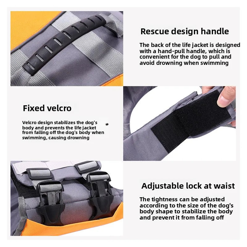 Dog Life Jacket Safety Vest Adjustable Reflective For Pets