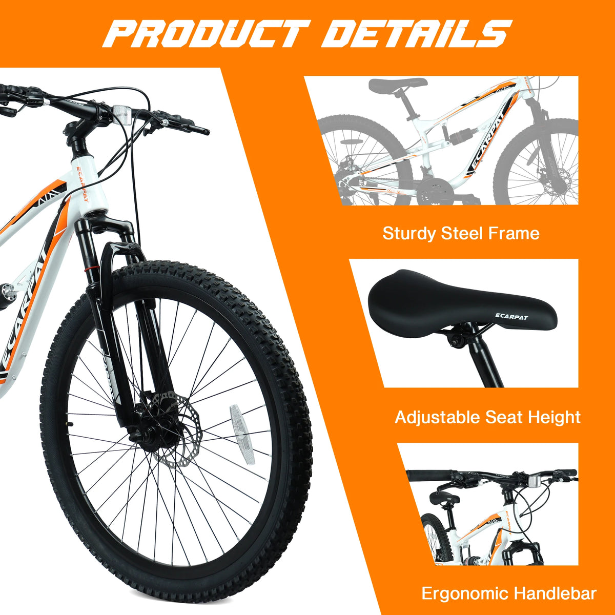 Ecarpat Mountain Bike With 21 Speed And Disc Brakes