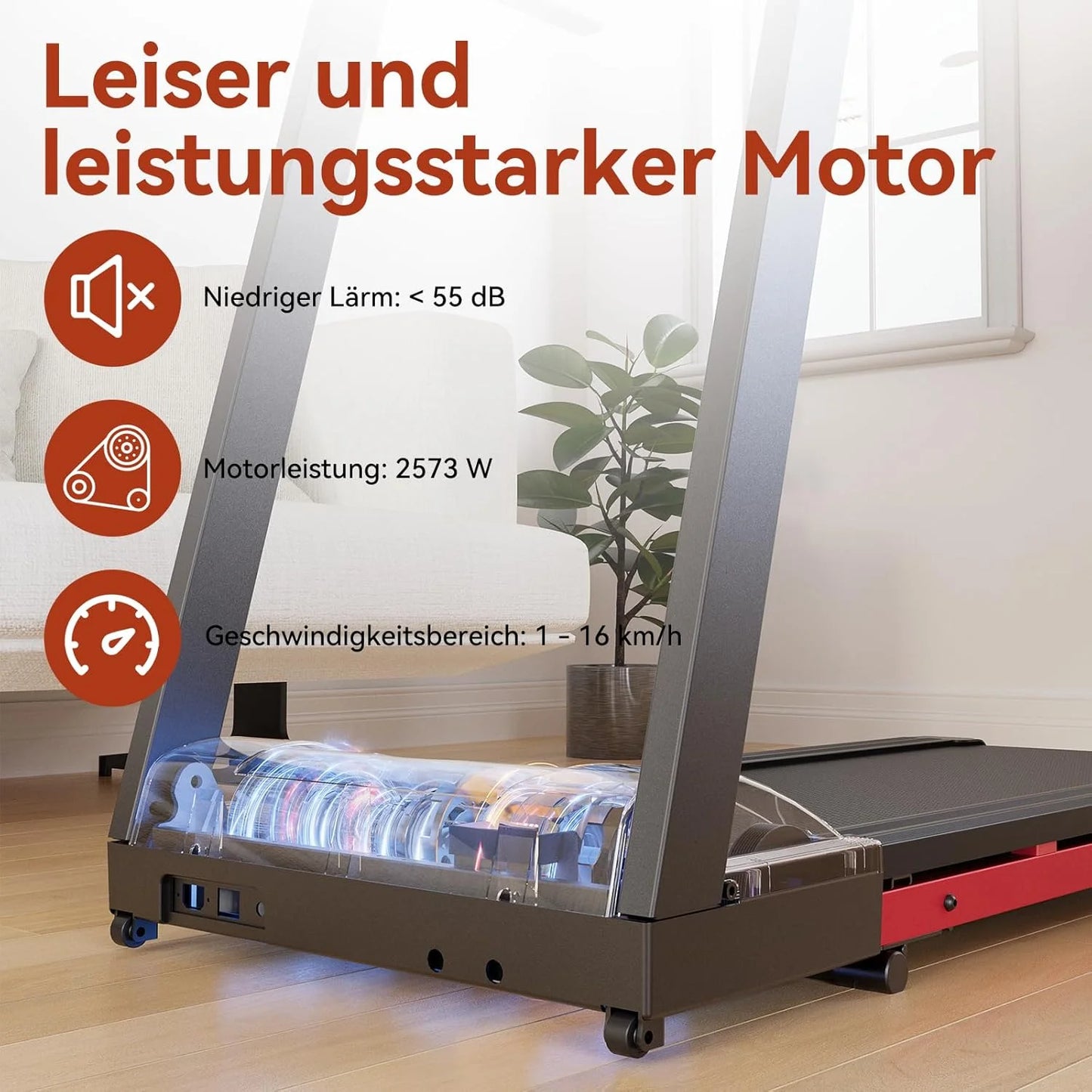 Superun 3.5HP Foldable Treadmill Bluetooth Incline App