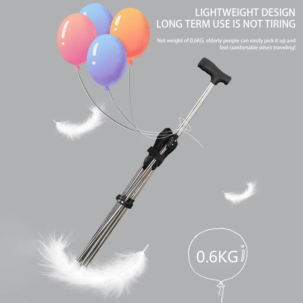 Outdoor Foldable Walking Stick Stool Elderly Heavy Steel