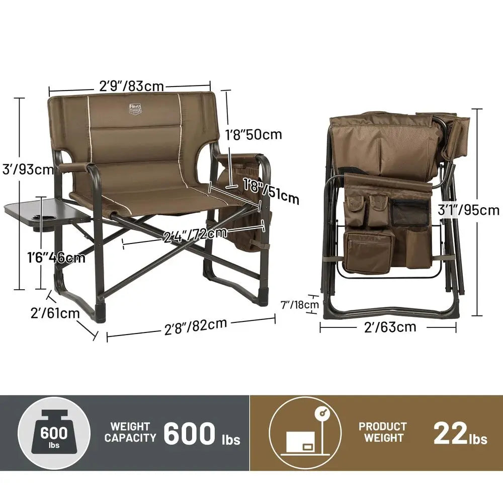YTYIN Folding Directors Chair With Side Table And Pocket