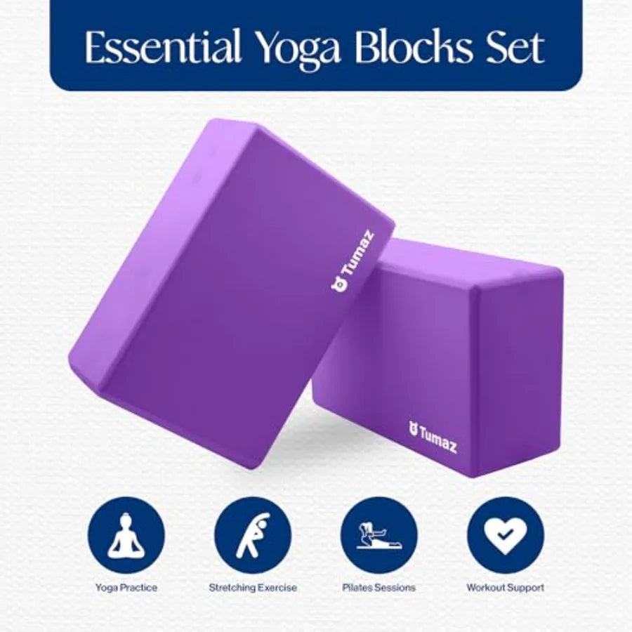Non Slip Yoga Blocks 2 Pack High Density EVA Cork