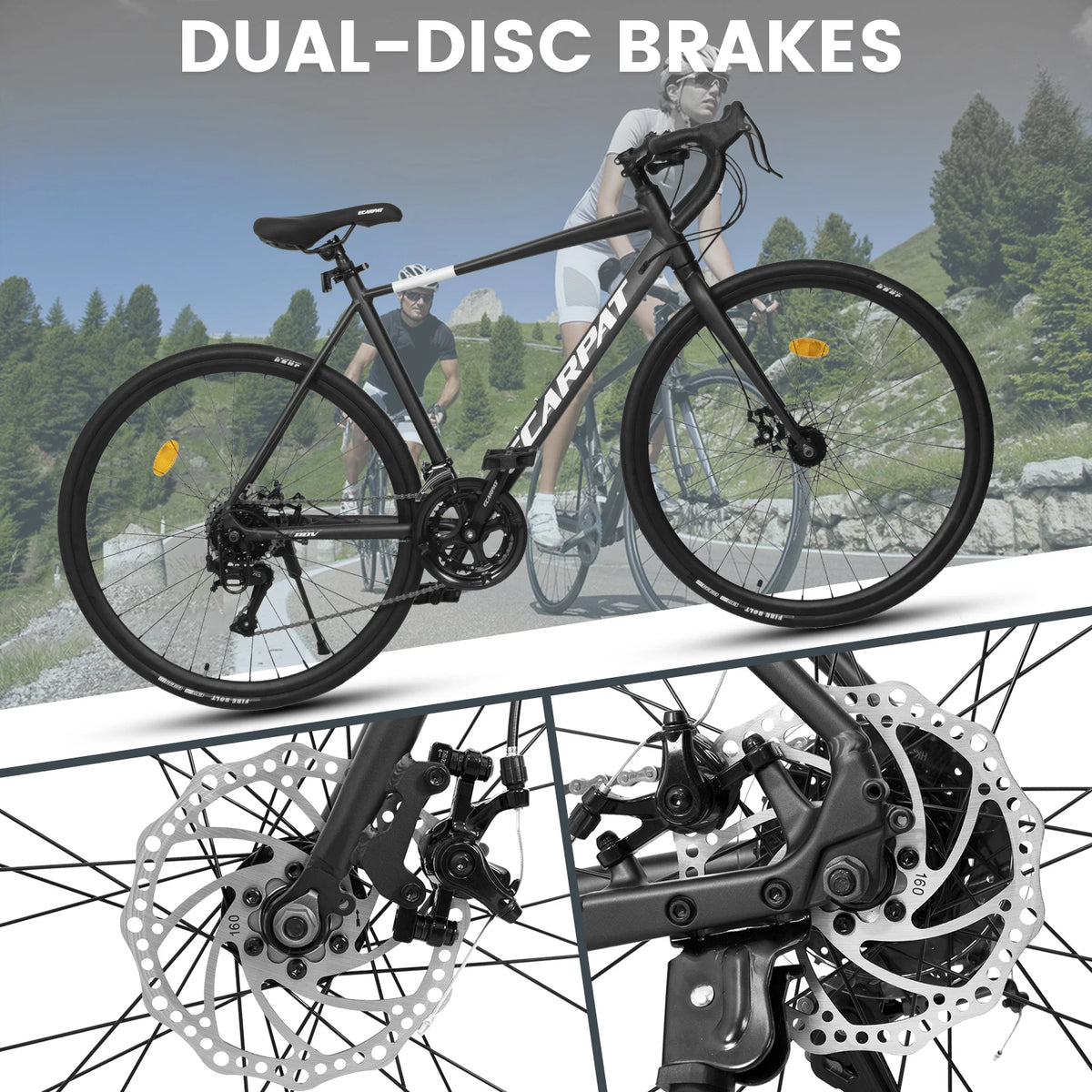 Ecarpat 16 Speed Road Bike Aluminum Frame Dual Disc Brake