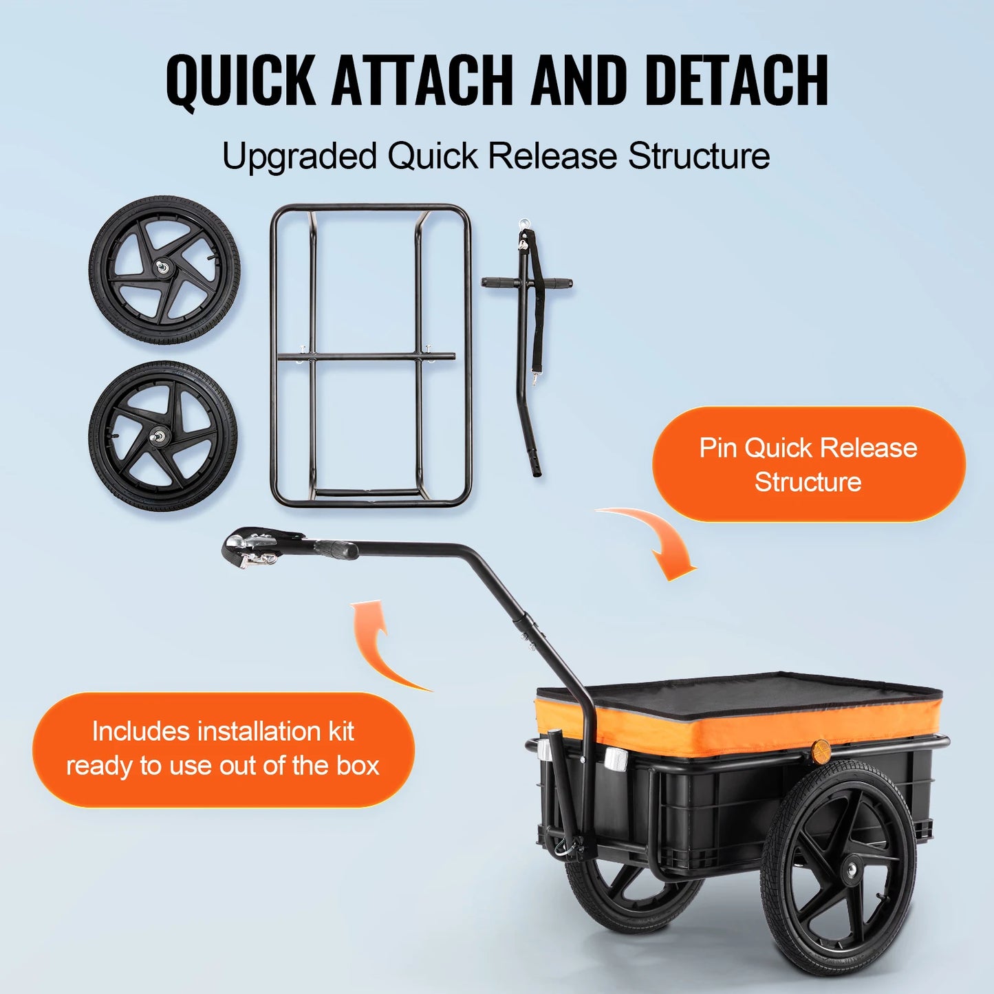 Bike Cargo Trailer 88lb Foldable Wagon