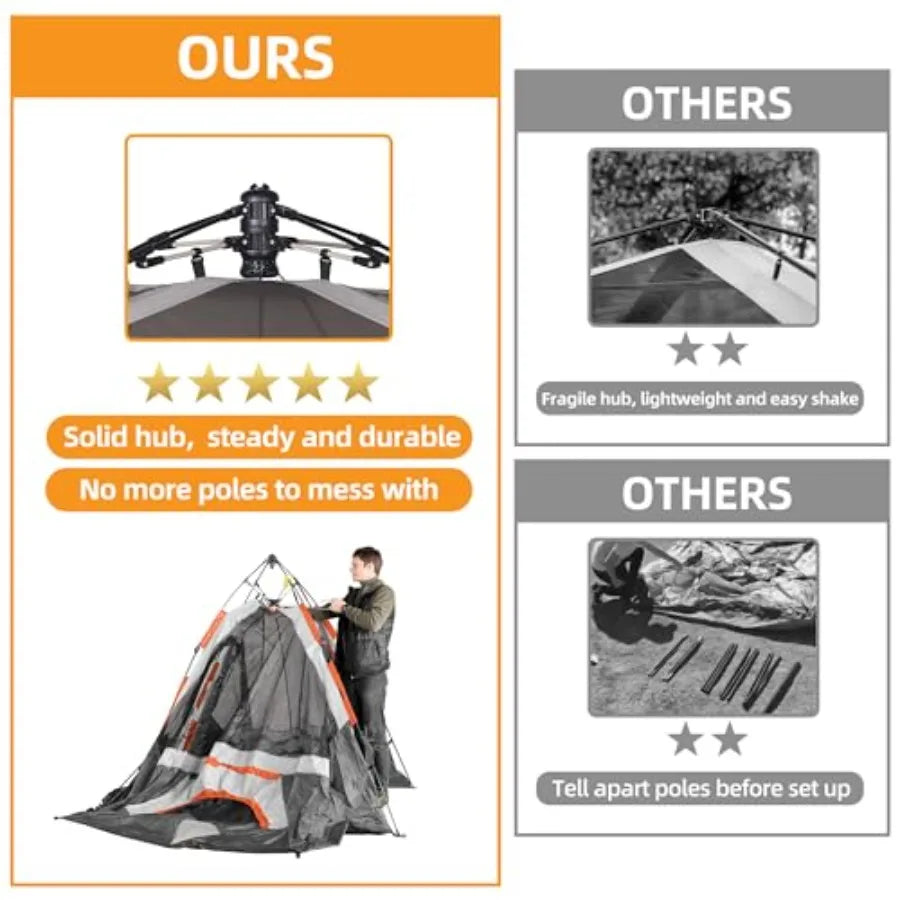 Family Camping Tent Quick Setup Pop Up Dome with Rainfly