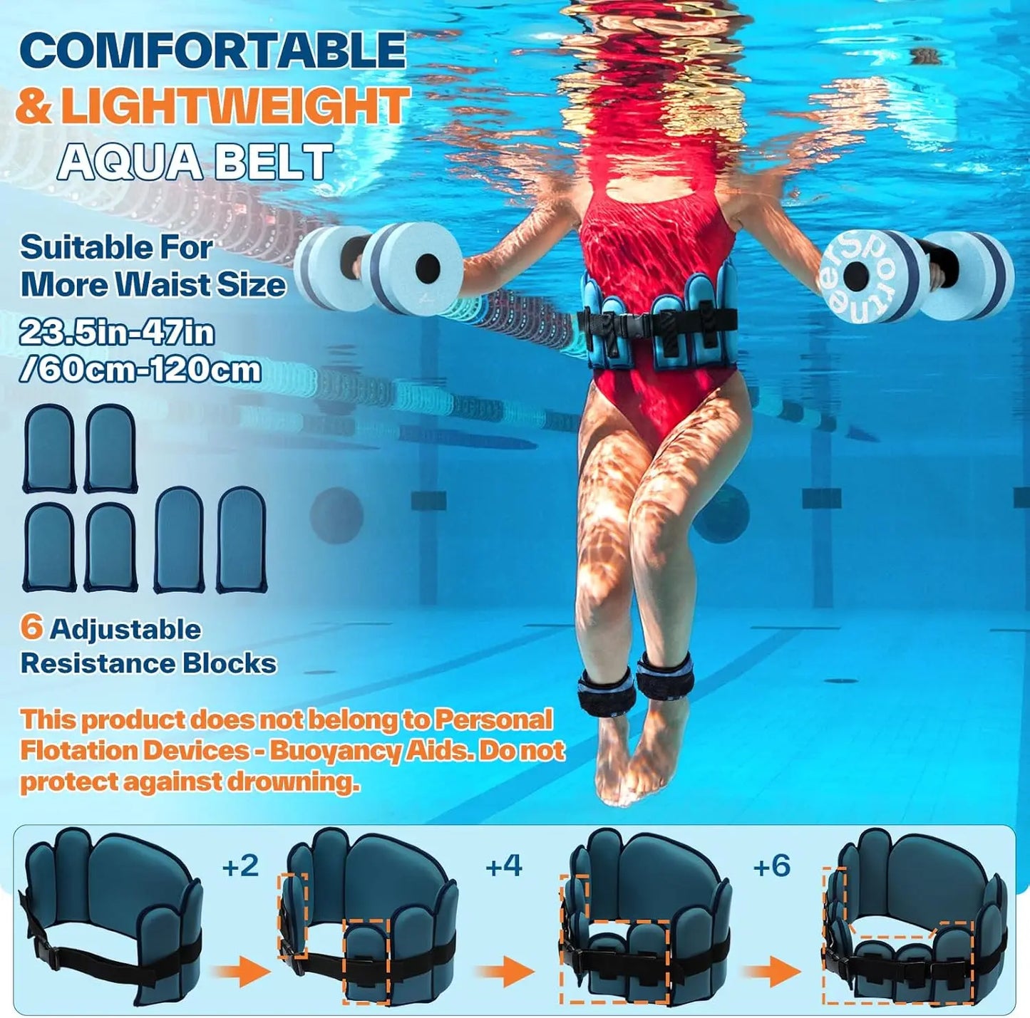 Water Aerobics Exercise Set Dumbbells Belt And Ankle Weights