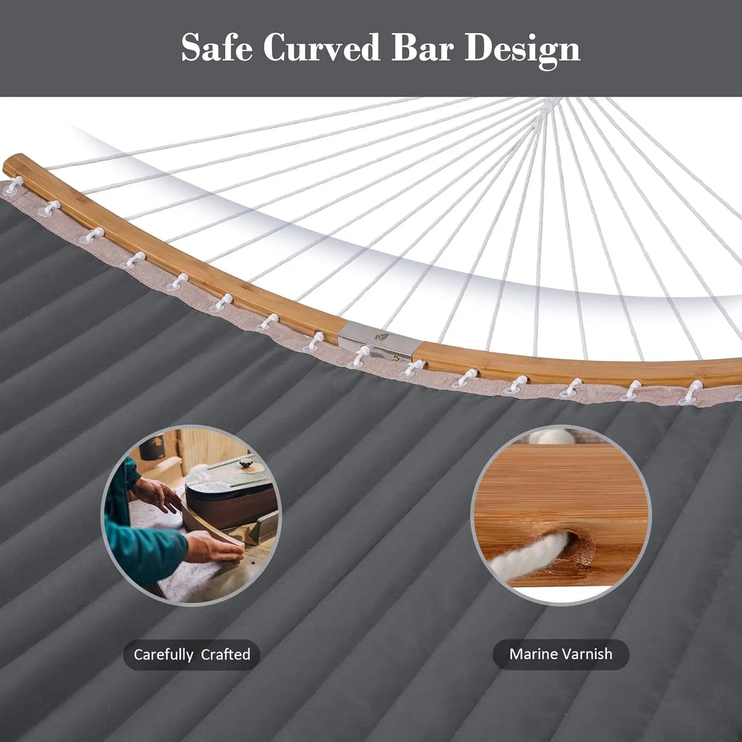 Double Portable Hammock With Stand Curved Spreader Bar