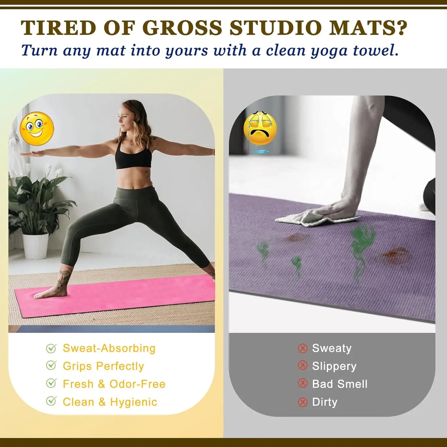 600GSM Extra Thick Yoga Mat Towel for Hot Yoga Fitness