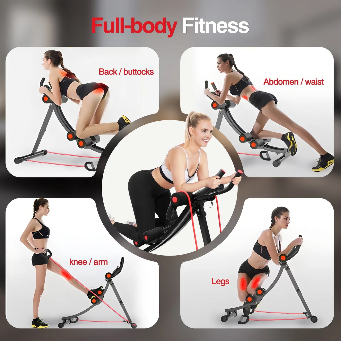 Foldable Ab Machine for Home Gym with LCD Display