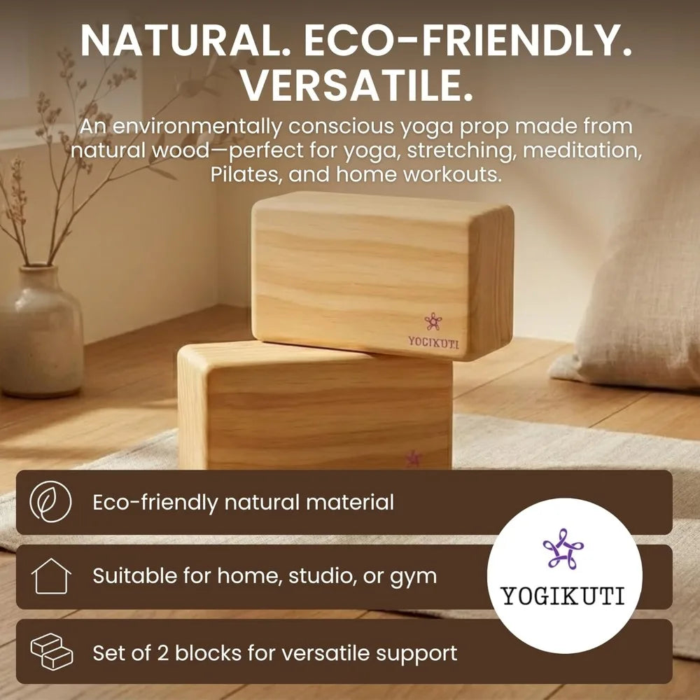 Yogikuti Original Wooden Yoga Blocks Set Of 2
