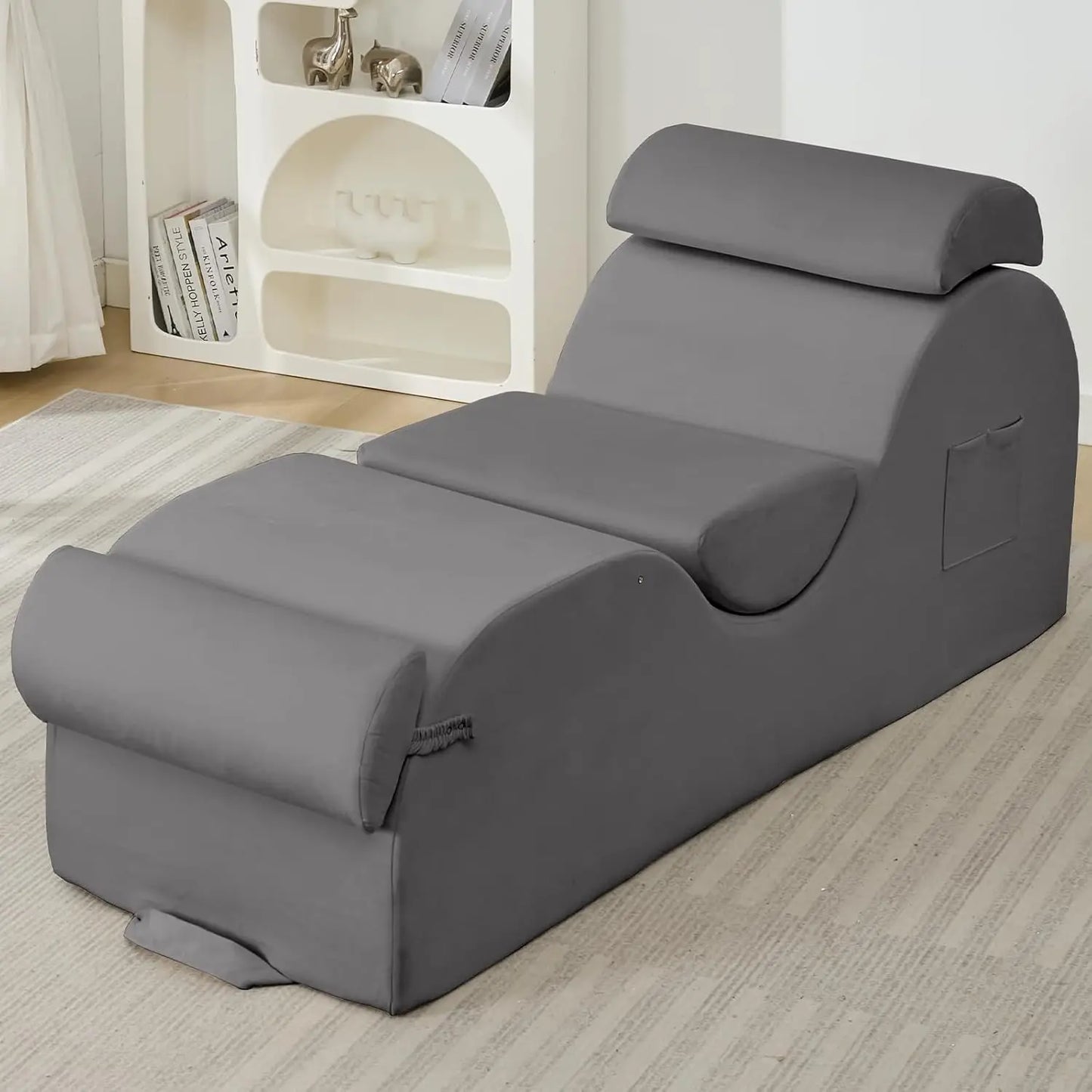 Yoga Chair Lounger With Foam Cushions And Wood Frame Indoor