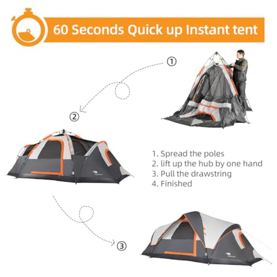 Family Camping Tent Quick Setup Pop Up Dome with Rainfly