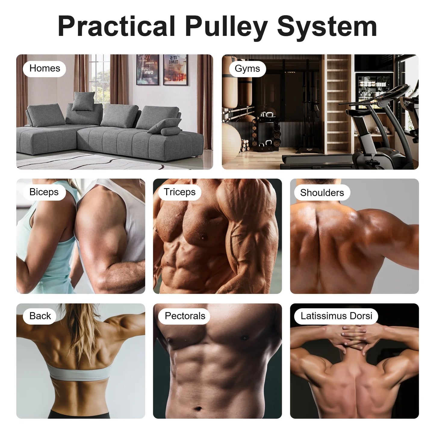 Cable Weight Pulley System With Safety Ropes Home Gym