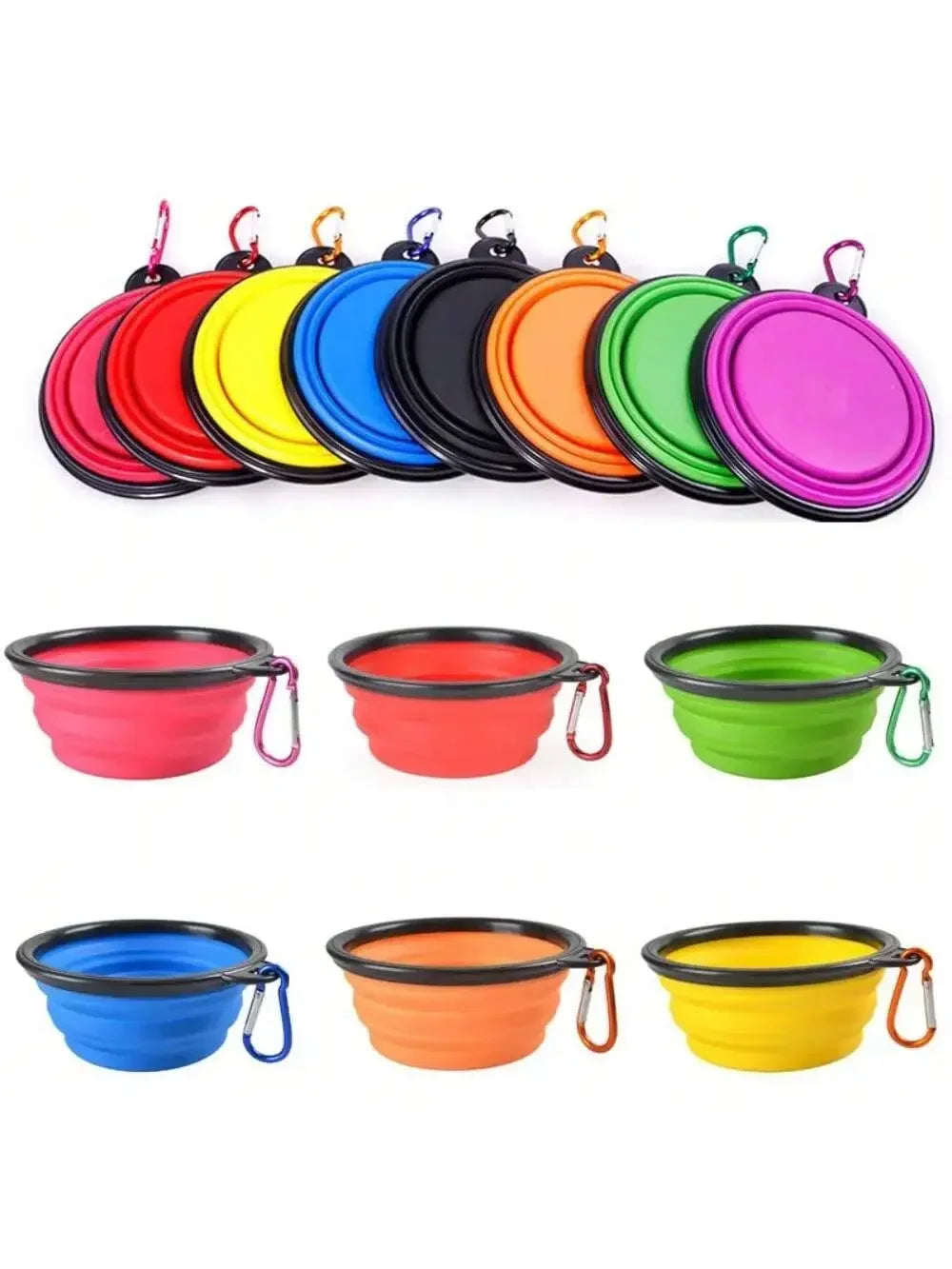 Foldable Dog Feeder Bowl Dispenser With Carabiner Travel